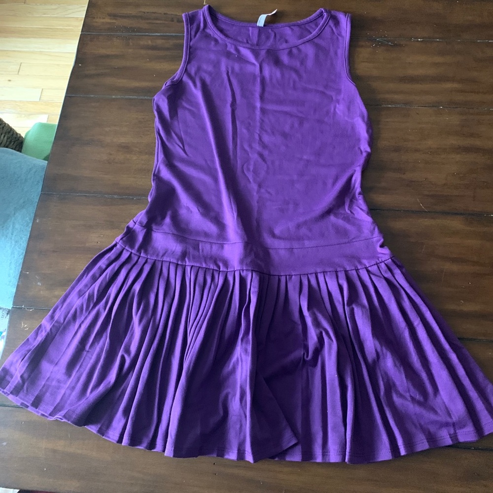 Pink Crayon Short Sleeveless Pleated Purple Dress